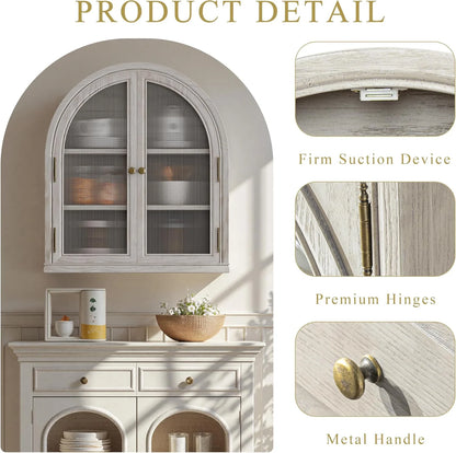 ANHDAH Arched Wall Cabinet Over Toilet, 2-Door Modern Medicine Storage with 2 Shelves. Space-Saving Mounted Organizer for Bathroom Towels & Cosmetics.