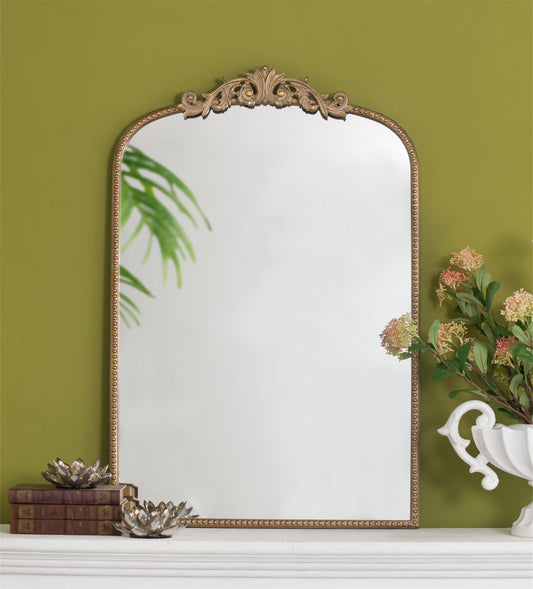 Mirror, Gold Arch Bathroom Vanity Mirror, 24" x 36" Baroque Inspired Wall Mirror,for Bathroom Bedroom Living Room,Gold