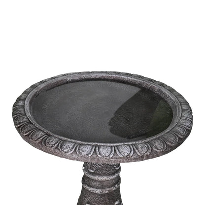 24.4 Inch Height Outdoor Bird Bath - Fibre Reinforced Concrete Large Bird Bath Stylish with Modern Pedestal for Garden, Patio, Lawn, Backyard