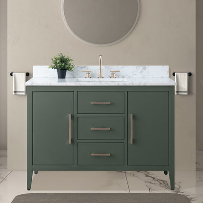 Vanity Art 48" Single Sink Bathroom Vanity Cabinet with Ceramic Countertop