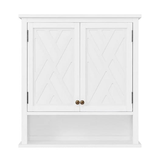 Alaterre Furniture Coventry 27"W x 29"H Wall Mounted Bath Storage Cabinet with Two Doors and Open Shelf