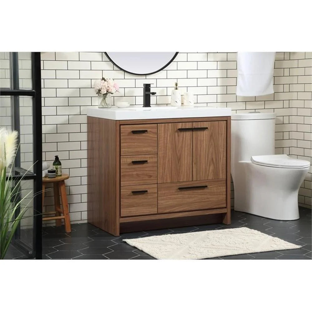 36 inch single bathroom vanity in natural oak