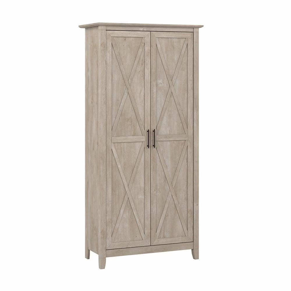 Bush Furniture Key West Tall Bathroom Storage Cabinet with Doors, Bing Cherry