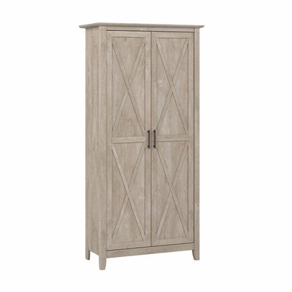 Bush Furniture Key West Tall Bathroom Storage Cabinet with Doors, Bing Cherry