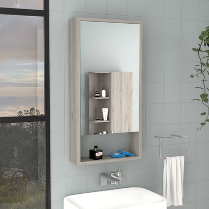 DUOSONG Medicine Cabinet Irvine, One External Shelf, Light Gray Finish Light Gray Particle Board Bath & Faucets Bathroom Storage