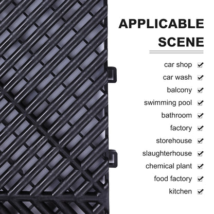 0.71IN Thrick Garage Tiles Interlocking 15.8x15.8in 34PCS Large Drainage Tiles Flooring Cover for Pool Shower Bathroom Deck Patio Outdoor, Black