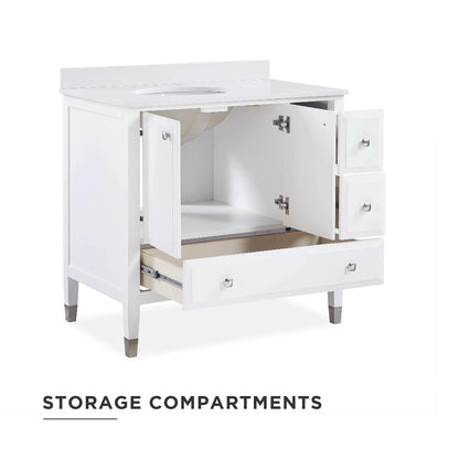 DHP Metcalfe 36 Inch Bathroom Vanity, White