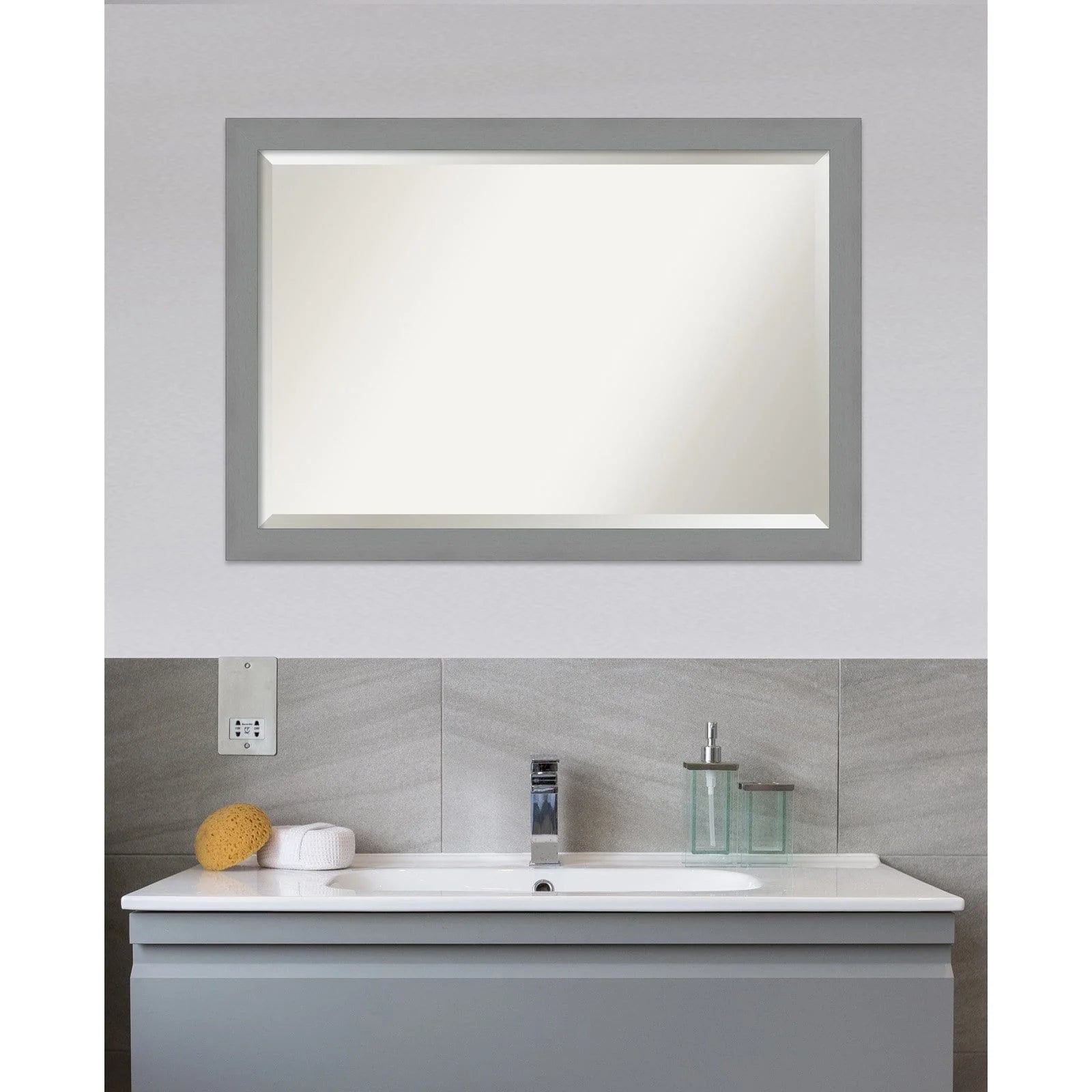 Cabinet White Narrow Beveled Wood Bathroom Wall Mirror