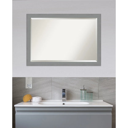 Cabinet White Narrow Beveled Wood Bathroom Wall Mirror