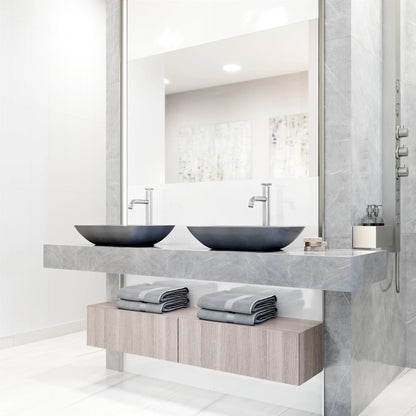 VIGO Duomo Gothic Gray Concreto Stone 18 in. L x 13 in. W x 4 in. H Rectangular Vessel Bathroom Sink