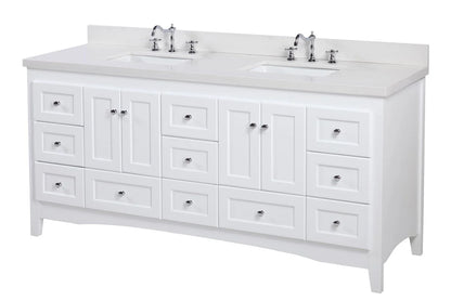 Abbey 72" Double Bathroom Vanity with Marine Gray Cabinet and Quartz Top