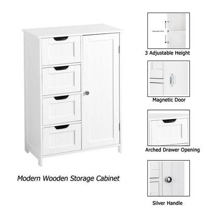 Swonuk 4-Drawer Wood Chest of Drawers, Modern Storage Cabinet for Bathroom, Closet, Entryway, Hallway, Nursery