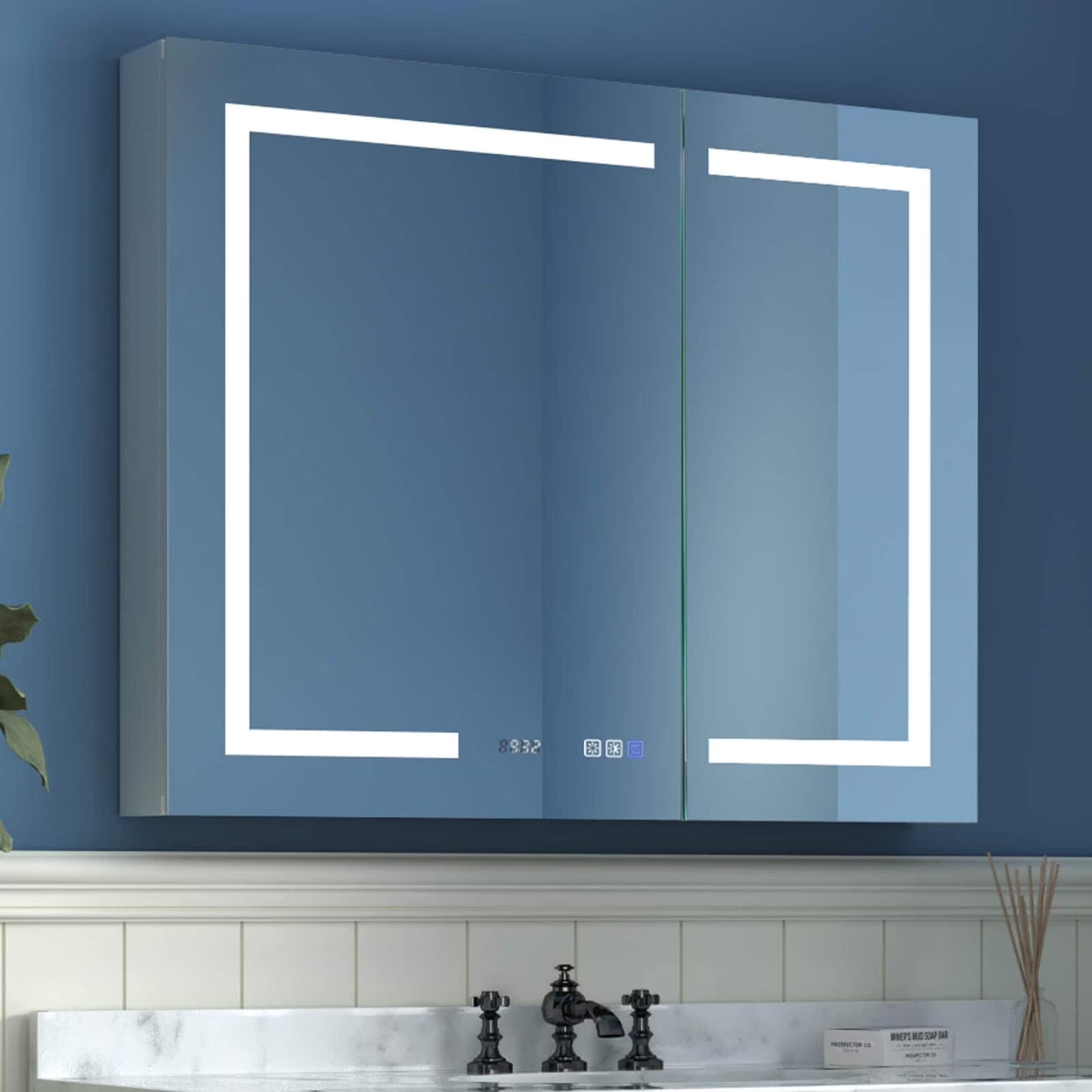 ExBrite 36" x 30" LED Lighted Bathroom Medicine Cabinet with Mirror,Recessed or Surface Mount,Defog White 12"x30"