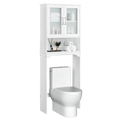 SmileMart Wooden Over the Toilet Storage Cabinet 3-Shelf for Bathroom, White