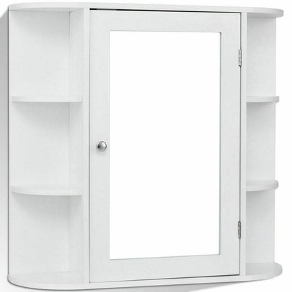 Giantex Bathroom Mirror Cabinet, Modern Wall Cabinet with Mirror, Medicine Cabinet with Mirror, Ideal for Bathroom, Dressing Room or Living Room, 26 x 6.5 x 25 inches (White)