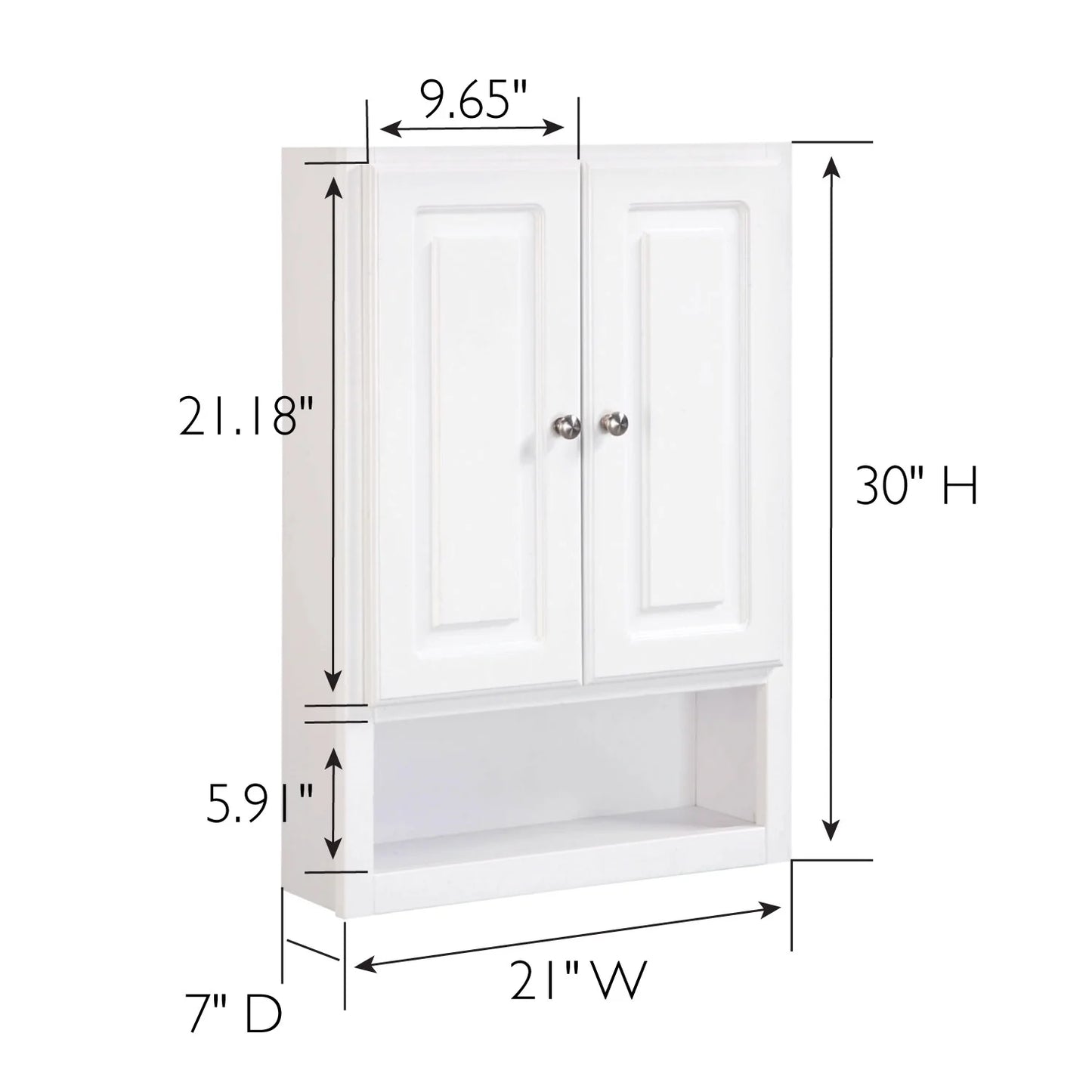 Design House Concord Wood 2-Door Bath Wall Mount Storage Cabinet (21 x 7 x 30), White
