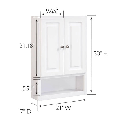 Design House Concord Wood 2-Door Bath Wall Mount Storage Cabinet (21 x 7 x 30), White