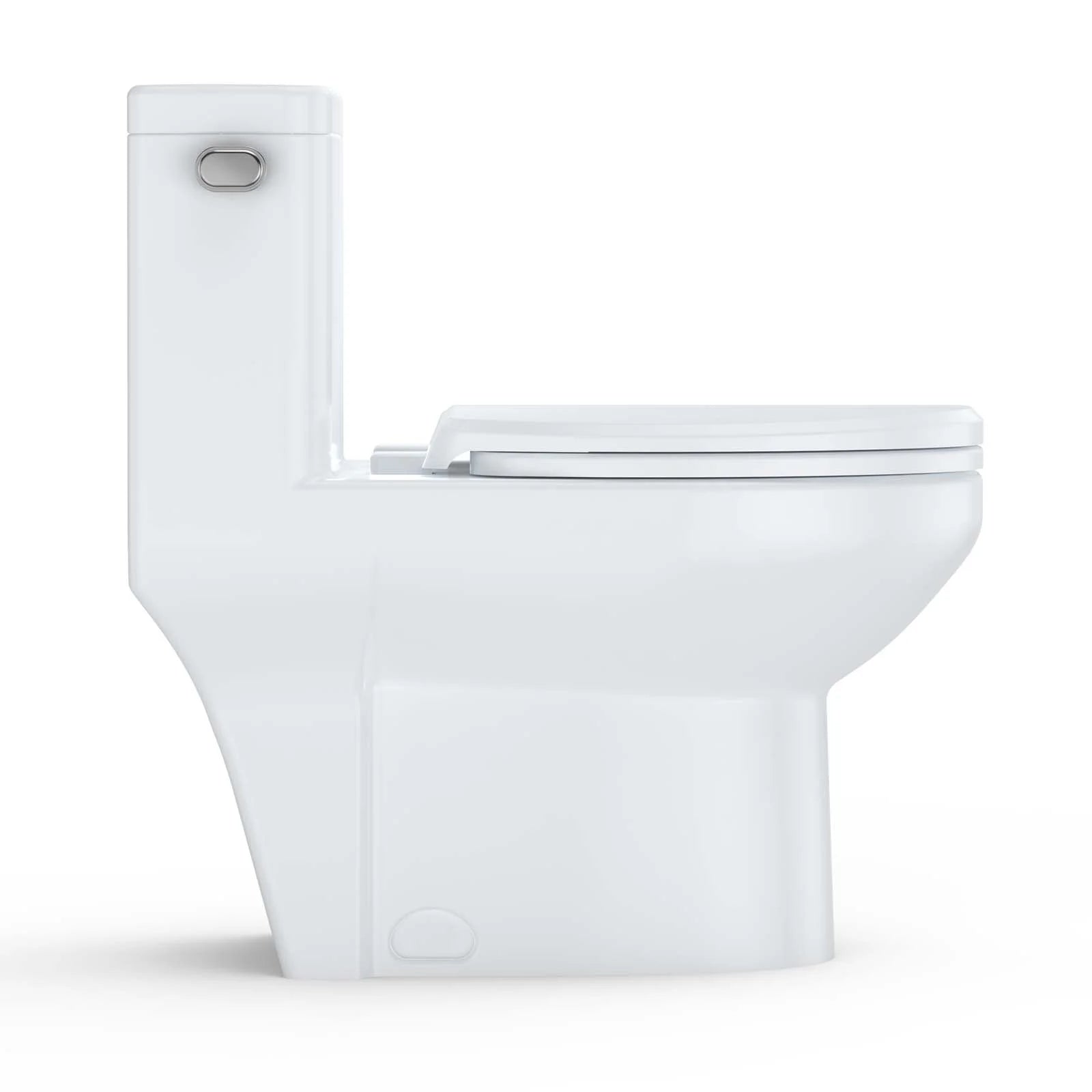 White One-Piece Elongated Toilet for Bathroom - Water Efficient