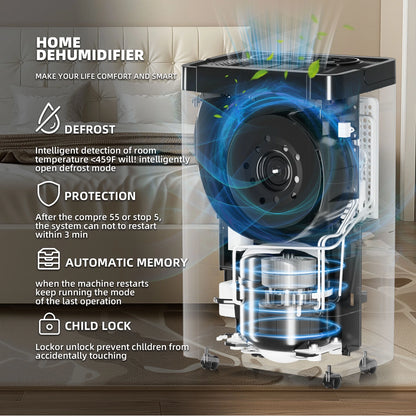 Rocyis 19 Pint (DOE) for 4500 sq. ft. Dehumidifier for Home, Humidity with Auto Shut off, Auto Drain or Manual Drainage, 0.8 gal Water Tank Capacity for Basements, Bedroom, Bathroom