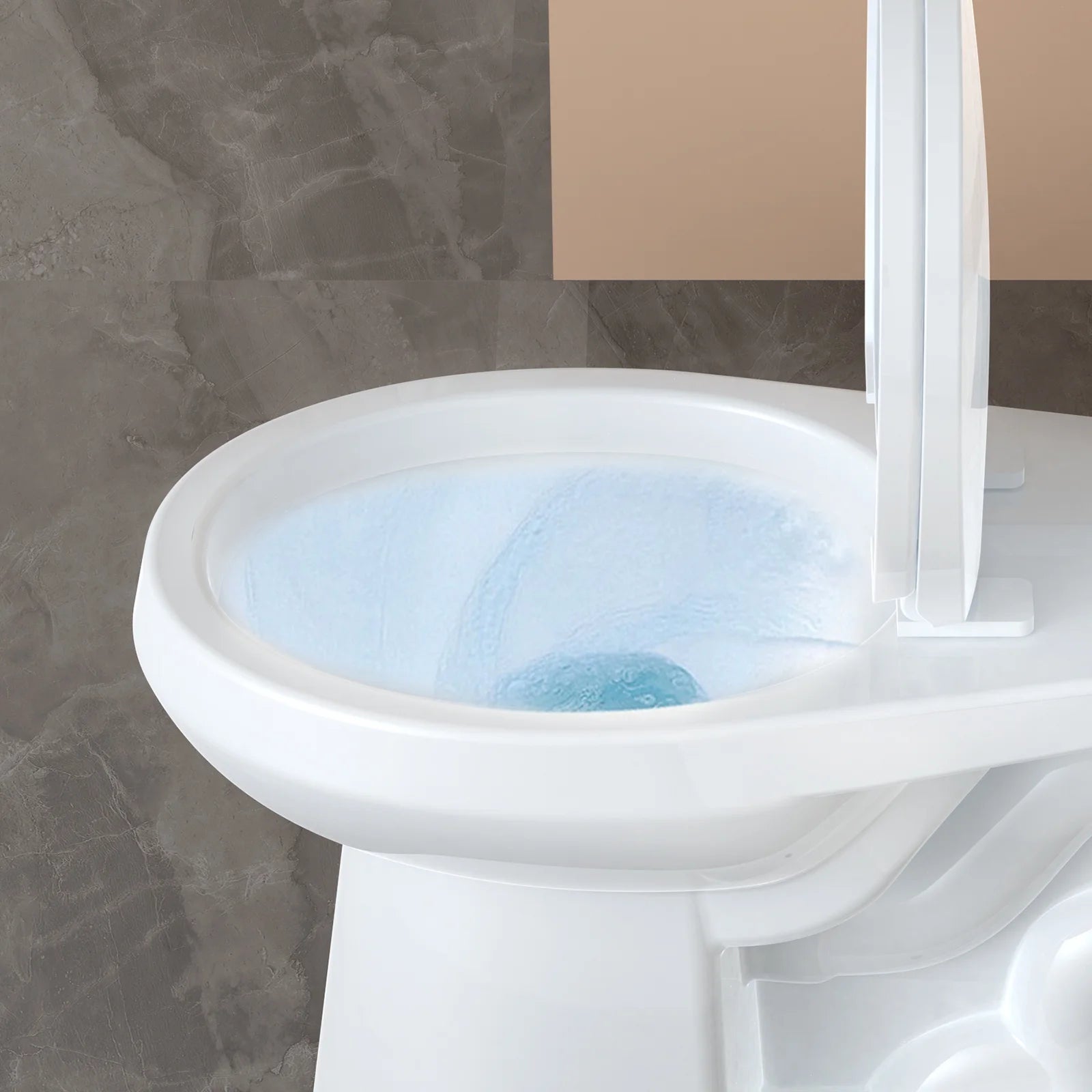 Two Piece Toilet, Elongated ADA 17" Height, Side Press Flush Split Toilet with Under-Locking Lid, Toilets for Bathrooms Comfort, Powerful Flushing American Standard Toilet, White