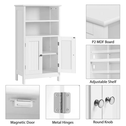 SMILE MART 5-Tier Wooden Bathroom Floor Cabinet, White
