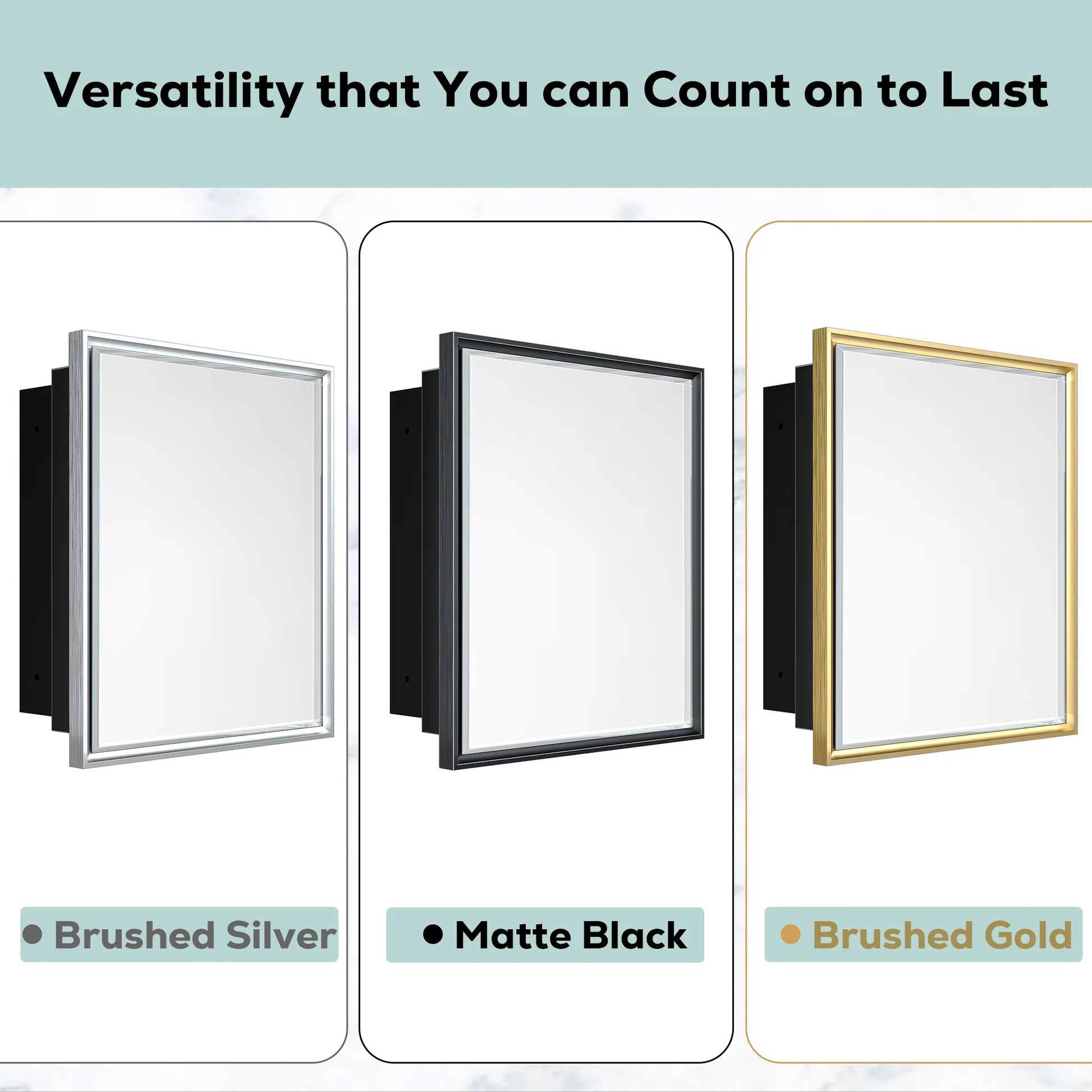 Keonjinn Bathroom Metal Framed Medicine Cabinets with Mirror, 16 x 24 inch Black Wall Cabinets, Rectangle Recessed/Wall Mounted Storage Cabinets