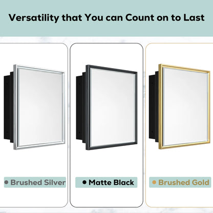 Keonjinn Bathroom Metal Framed Medicine Cabinets with Mirror, 16 x 24 inch Black Wall Cabinets, Rectangle Recessed/Wall Mounted Storage Cabinets