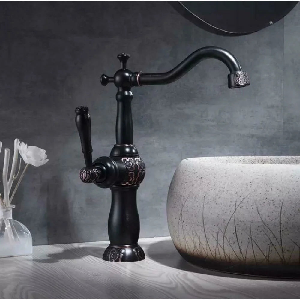 SimplyCopper 13" Clayborne Oil Rubbed Bronze Bathroom Faucet with Copper Design - 13' X 11" X 7"