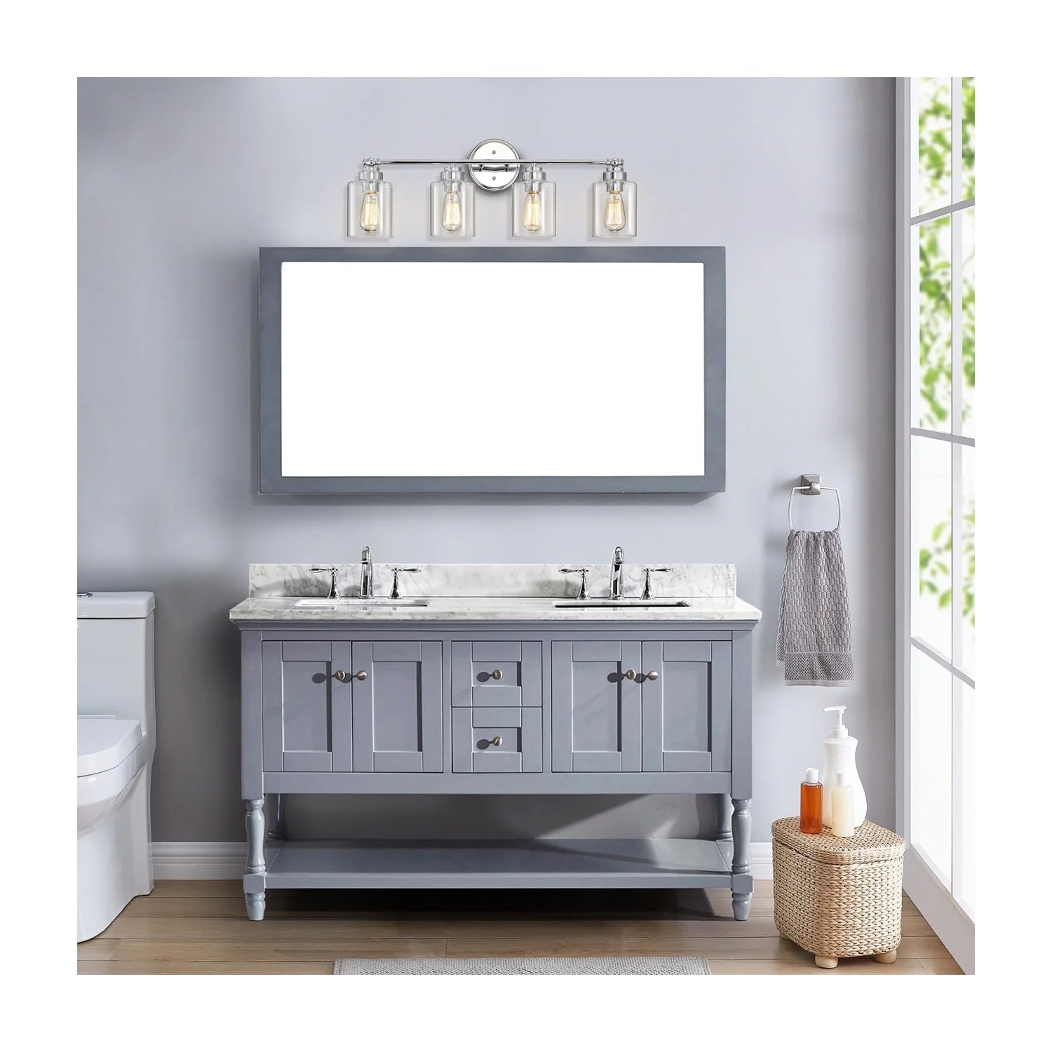 CHLOE Karson Transitional 4 Light Chrome Bath Vanity Fixture 30" Wide