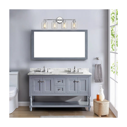 CHLOE Karson Transitional 4 Light Chrome Bath Vanity Fixture 30" Wide