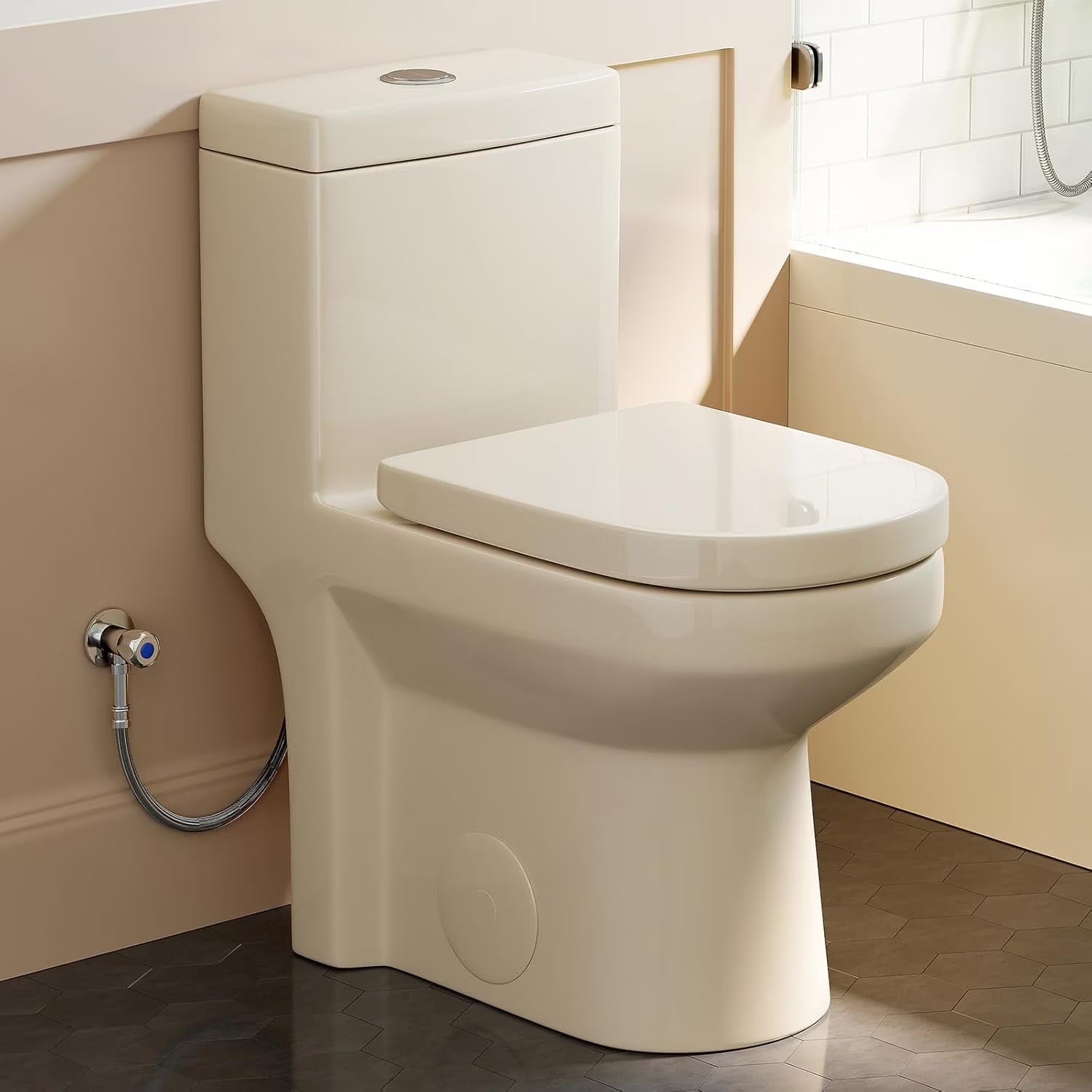 HOROW Small Toilet One Piece Short Compact Bathroom Tiny Mini Commode Water Closet Dual Flush Concealed Trapway