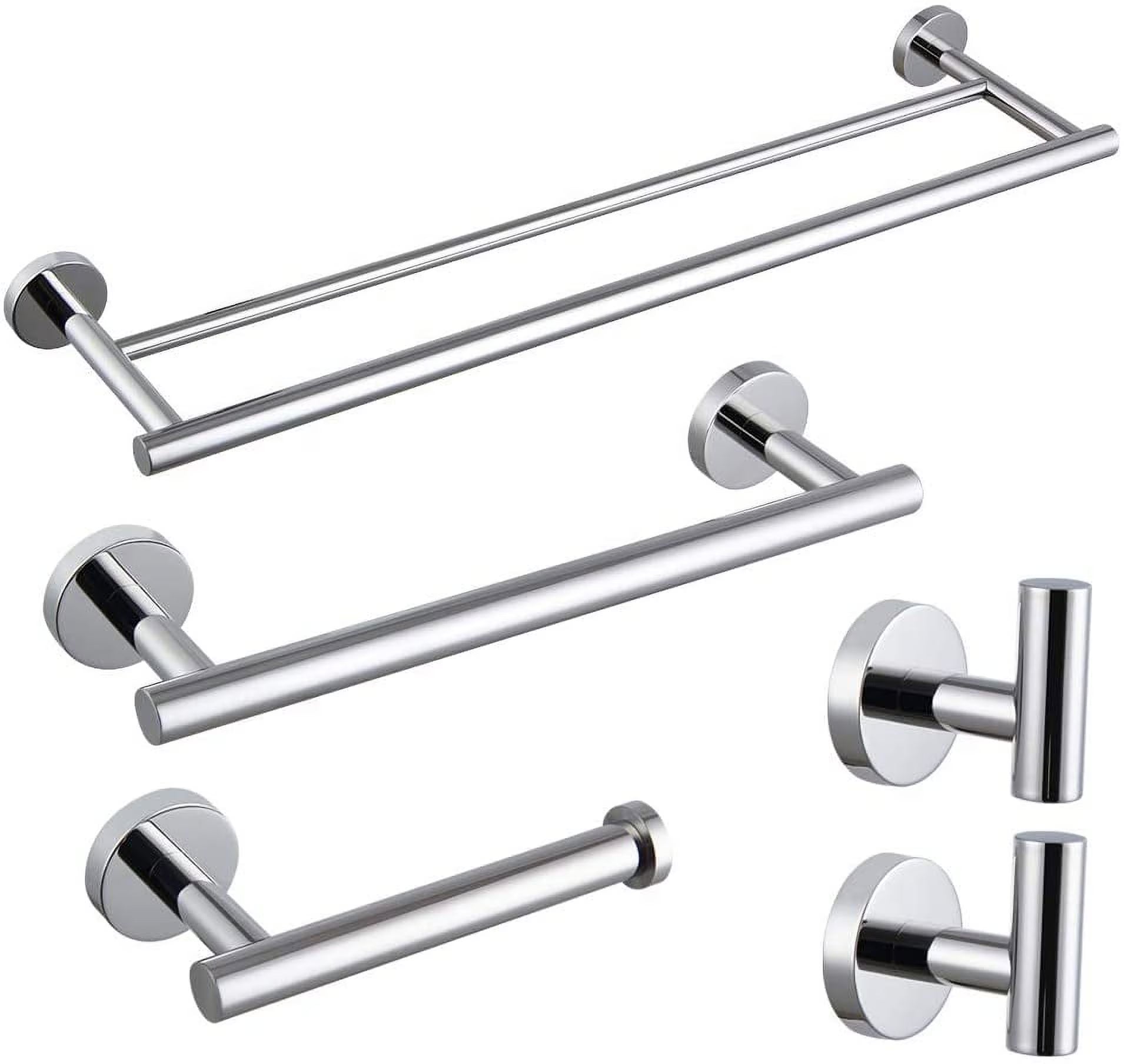 Matte Black Bathroom Accessories Kit 5-Pieces Bathroom Hardware Set Wall Mounted - Includes 24" Double Towel Bar, 12" Hand Towel Bar, Toilet Paper Holder, 2X Robe Towel Hooks …