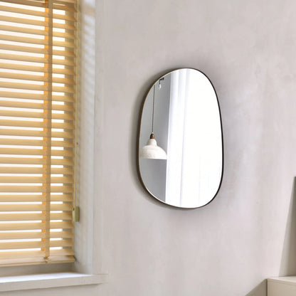 Asymmetrical Mirror for Wall Decor 23"*30", Modern Brass Framed Wall Mirror for Living Room Bathroom Bedroom Entryway BKS-STOU-0064G