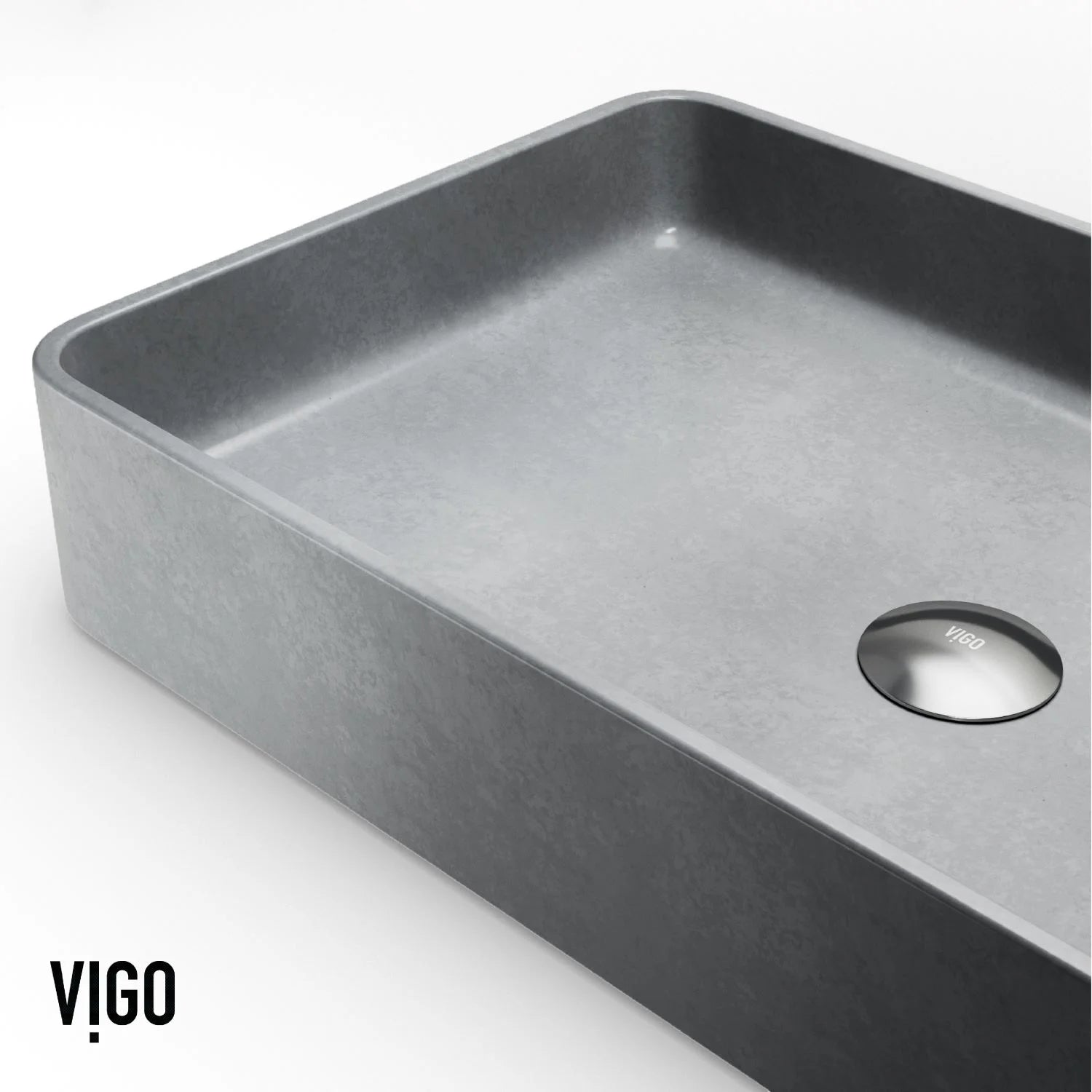 VIGO Basilica Gothic Gray Concreto Stone 23 in. L x 14 in. W x 4 in. H Rectangular Vessel Bathroom Sink