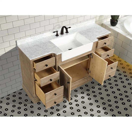 Ari Kitchen & Bath Kelly 60" Solid Wood Bathroom Vanity in Weathered Fir