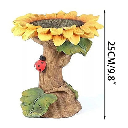 SuoKom Beautiful Sunflower Bird Bath Brown Pedestal Handmade For Outdoor