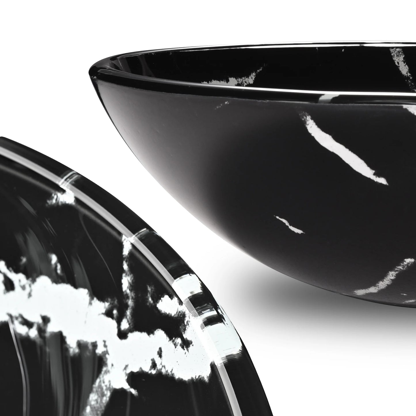 Aquaterior Tempered Glass Round Vessel Sink Artistic Marbling Pattern Above Counter Bathroom Lavatory Vanity Bowl Basin
