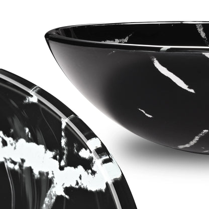 Aquaterior Tempered Glass Round Vessel Sink Artistic Marbling Pattern Above Counter Bathroom Lavatory Vanity Bowl Basin