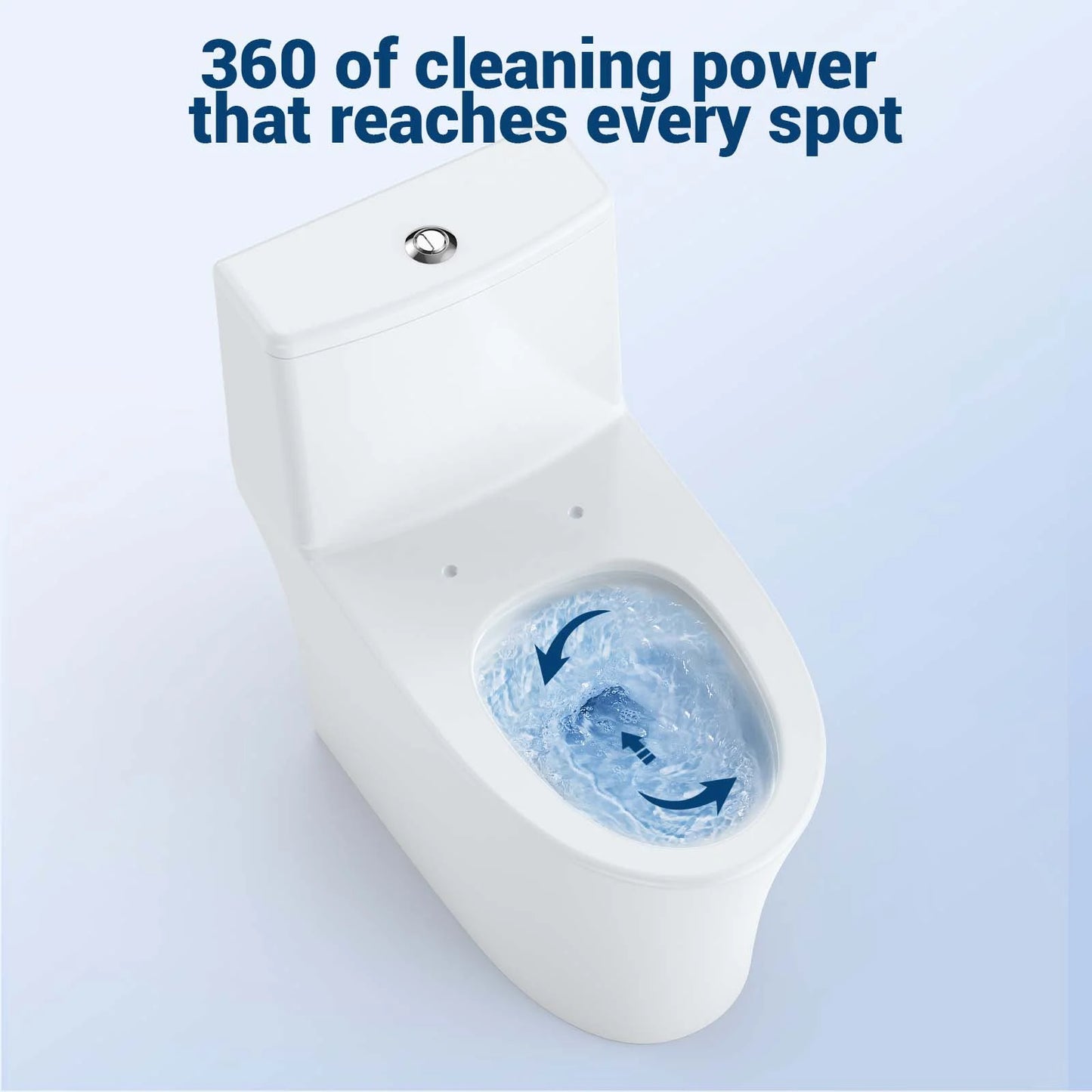 White One-Piece Elongated Toilet for Bathroom - Water Efficient