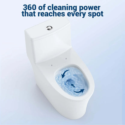 White One-Piece Elongated Toilet for Bathroom - Water Efficient