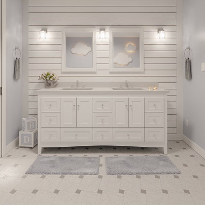Abbey 72" Double Bathroom Vanity with Marine Gray Cabinet and Quartz Top