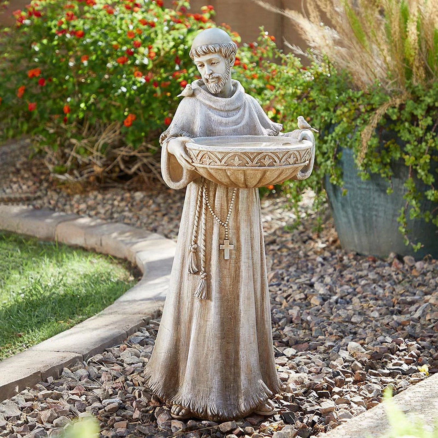 Saint Francis Bird Bath & Feeder Statue, Outdoor D��?cor, 24 Inches