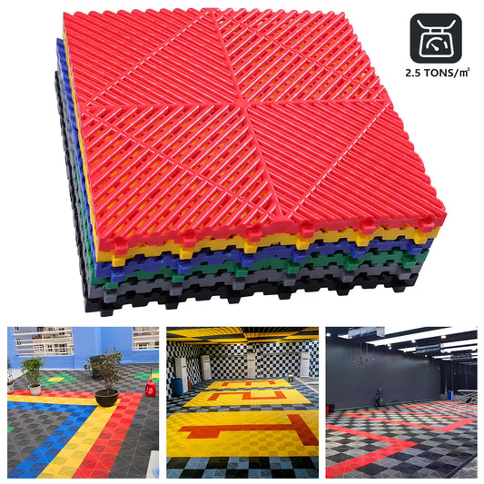 0.71IN Thrick Garage Tiles Interlocking 15.8x15.8in 34PCS Large Drainage Tiles Flooring Cover for Pool Shower Bathroom Deck Patio Outdoor, Black