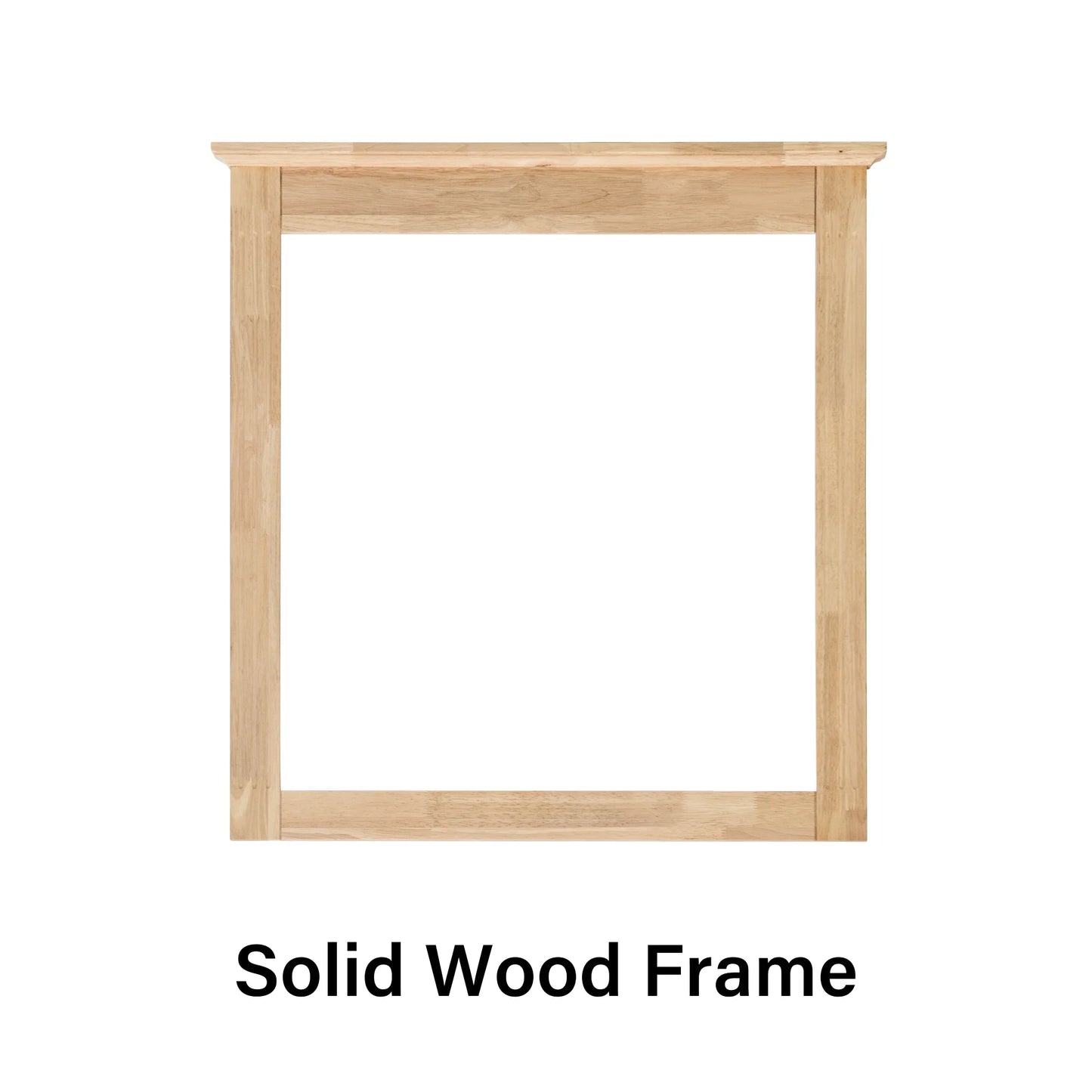 ANGELES HOME 33" x 32" Wall-Mounted Vanity Mirror, Solid Wooden Framed Makeup Mirror, Bathroom Wall Mirror for Bedroom Living Room Entryway, White