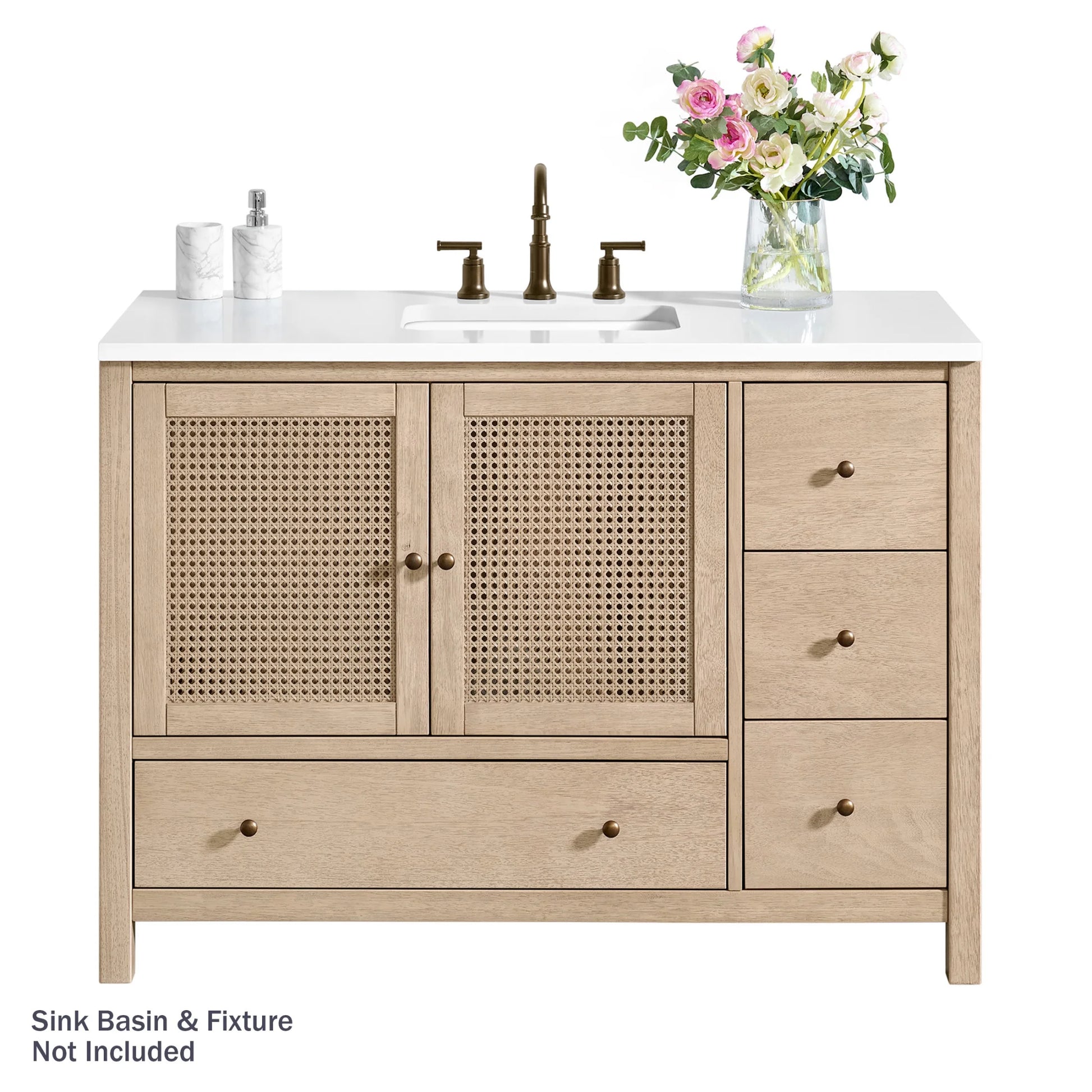 Alaterre Furniture Lucca 48 Inch Bathroom Vanity Without Sink (Natural)