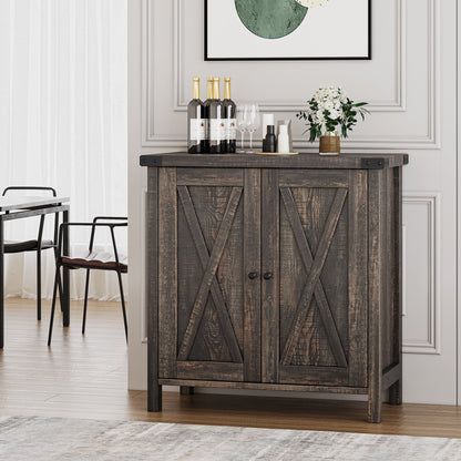KTENME 2024 New Retro Style Coffee Bar Cabinet, Sideboard with Drawer and Adjustable Shelf, Storage Cabinet for Kitchen, Dining Room, Bathroom, Entryway
