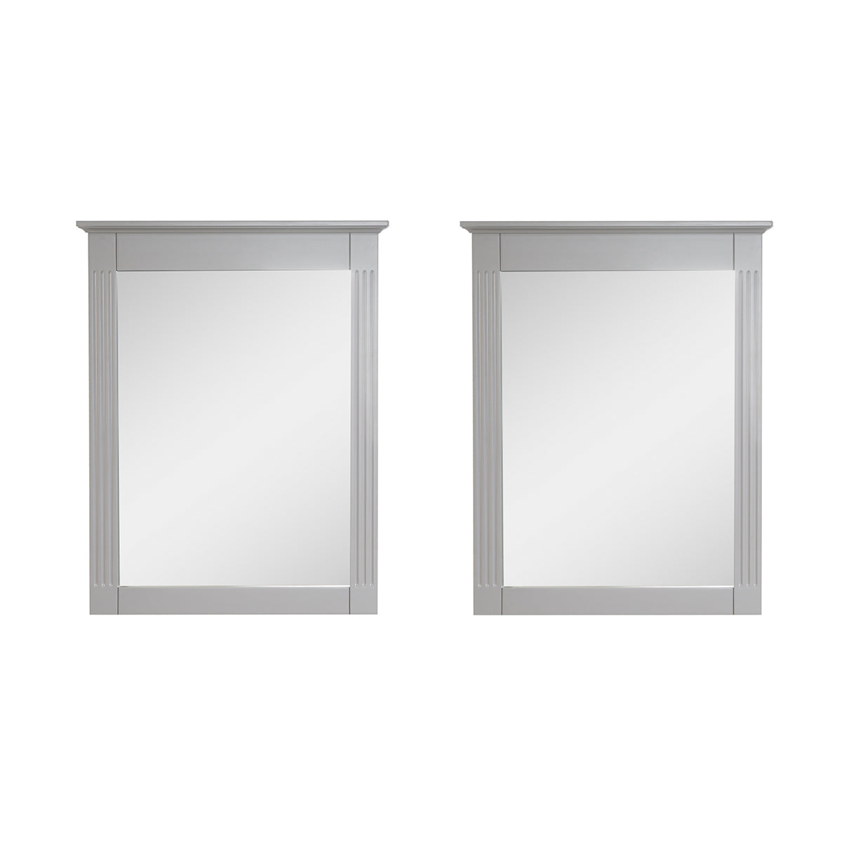 Forclover 33" x 26" 2 PCS Rectangle Wall-Mounted Vanity Mirror, Solid Wooden Framed Makeup Mirror, Bathroom Wall Mirror Apply to Bathroom Living Room Entryway, White