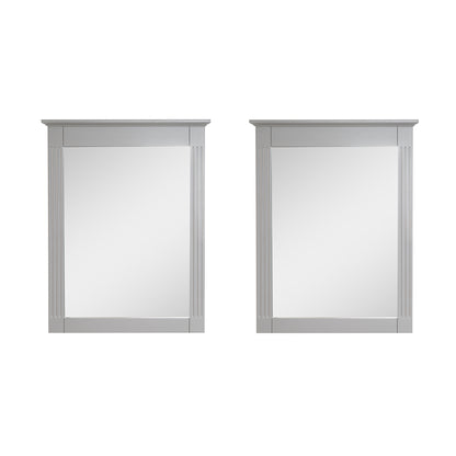 Forclover 33" x 26" 2 PCS Rectangle Wall-Mounted Vanity Mirror, Solid Wooden Framed Makeup Mirror, Bathroom Wall Mirror Apply to Bathroom Living Room Entryway, White