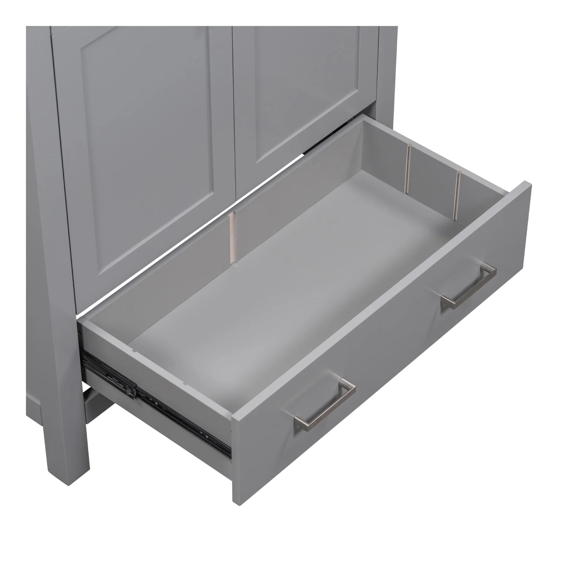 Zolaris Modern Bathroom Vanity with Ceramic Sink, Shelves, Drawers, Wood, Gray