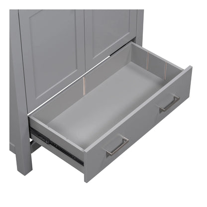 Zolaris Modern Bathroom Vanity with Ceramic Sink, Shelves, Drawers, Wood, Gray